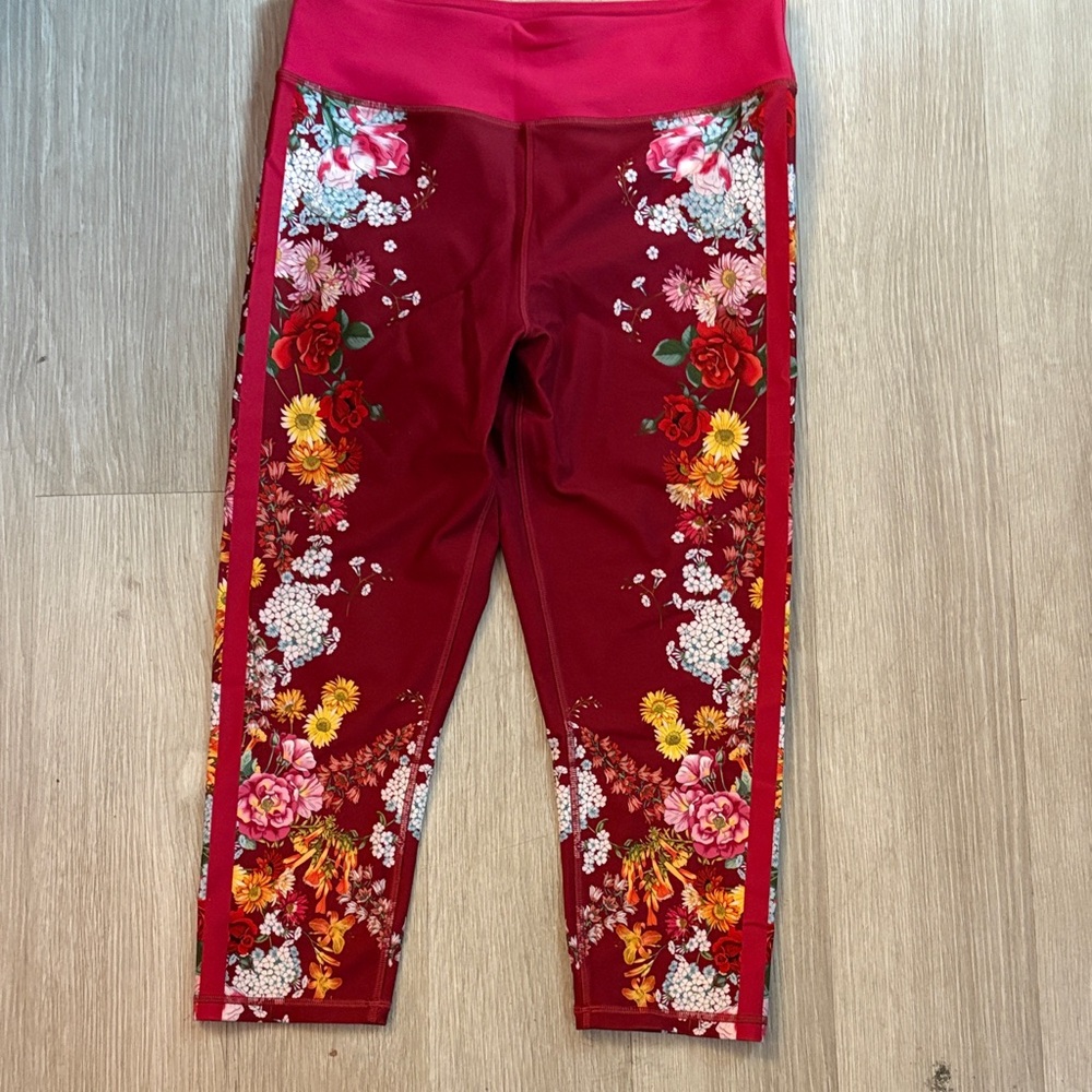 Johnny Was Red Floral Leggings